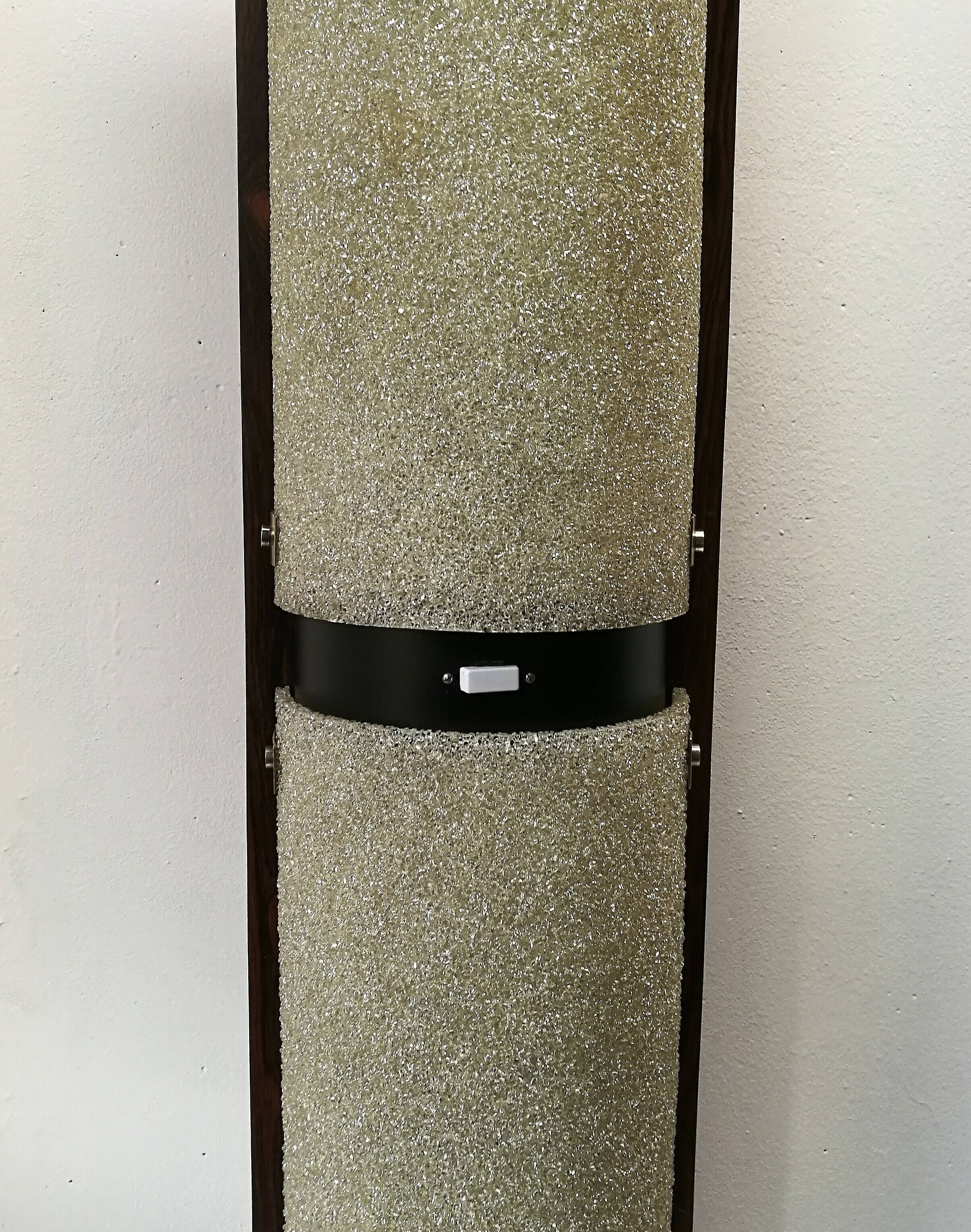 Floor lamp 60s rosewood and granite resin totem