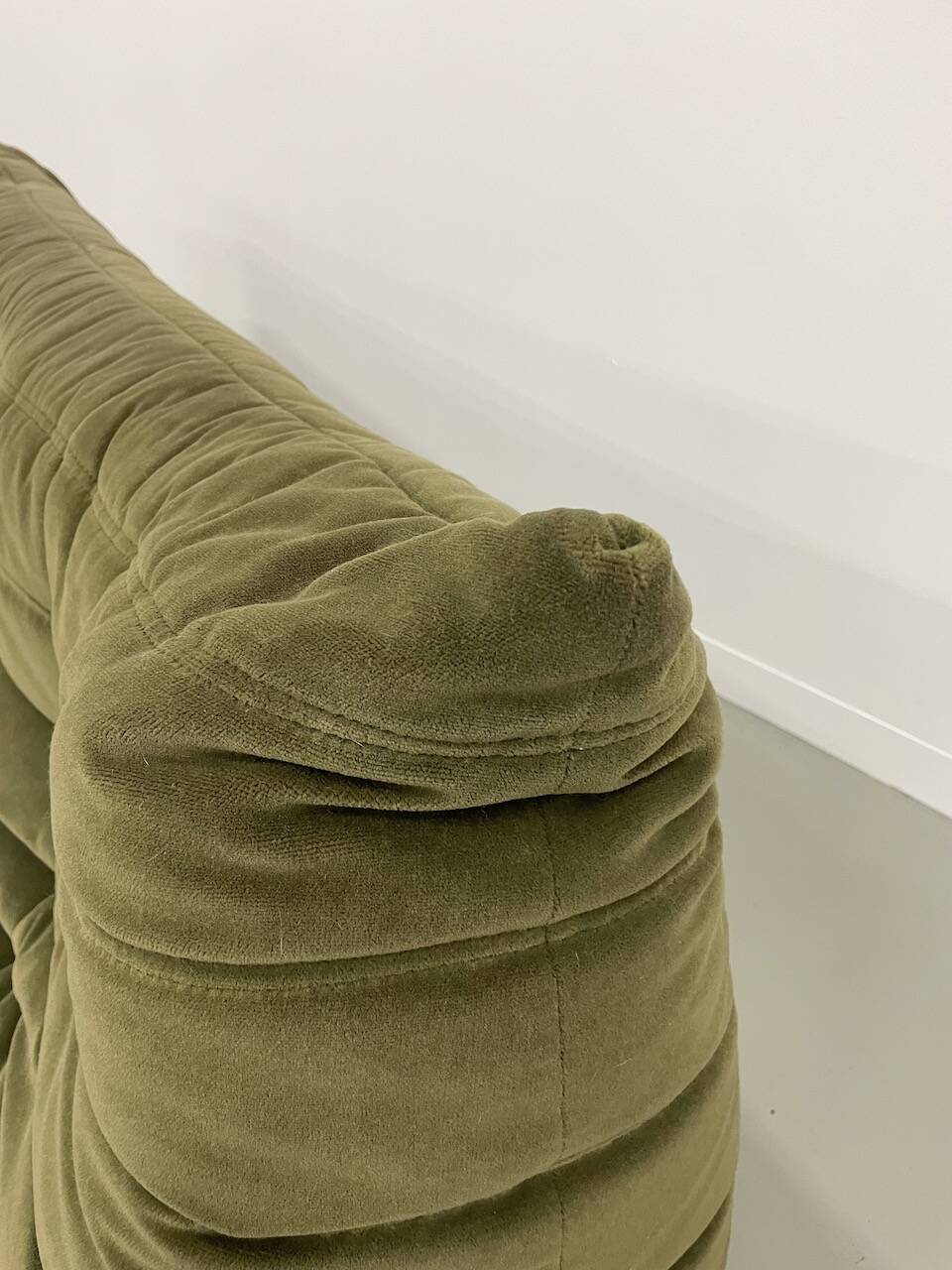 Vintage 2 and 3 seater green velvet togo set