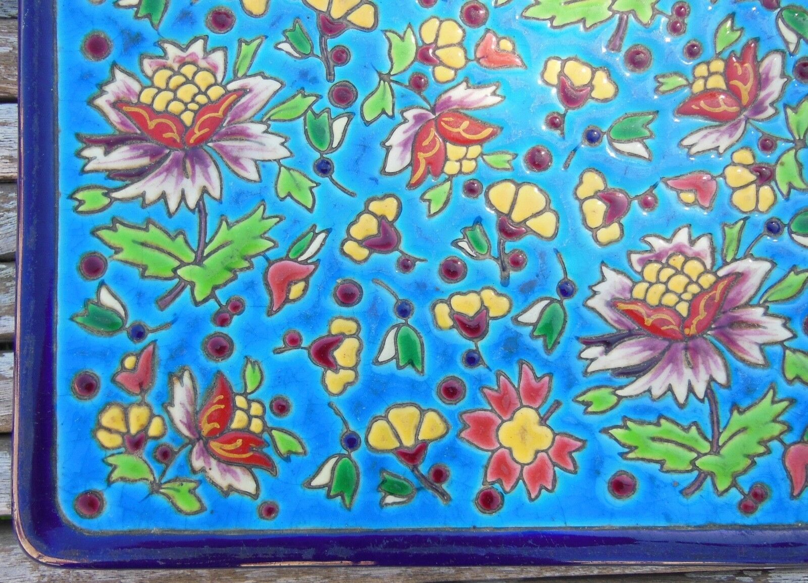 CLOISONNÉ DE LONGWY SOUS PLATE - RARE DÉCOR by LONGWY