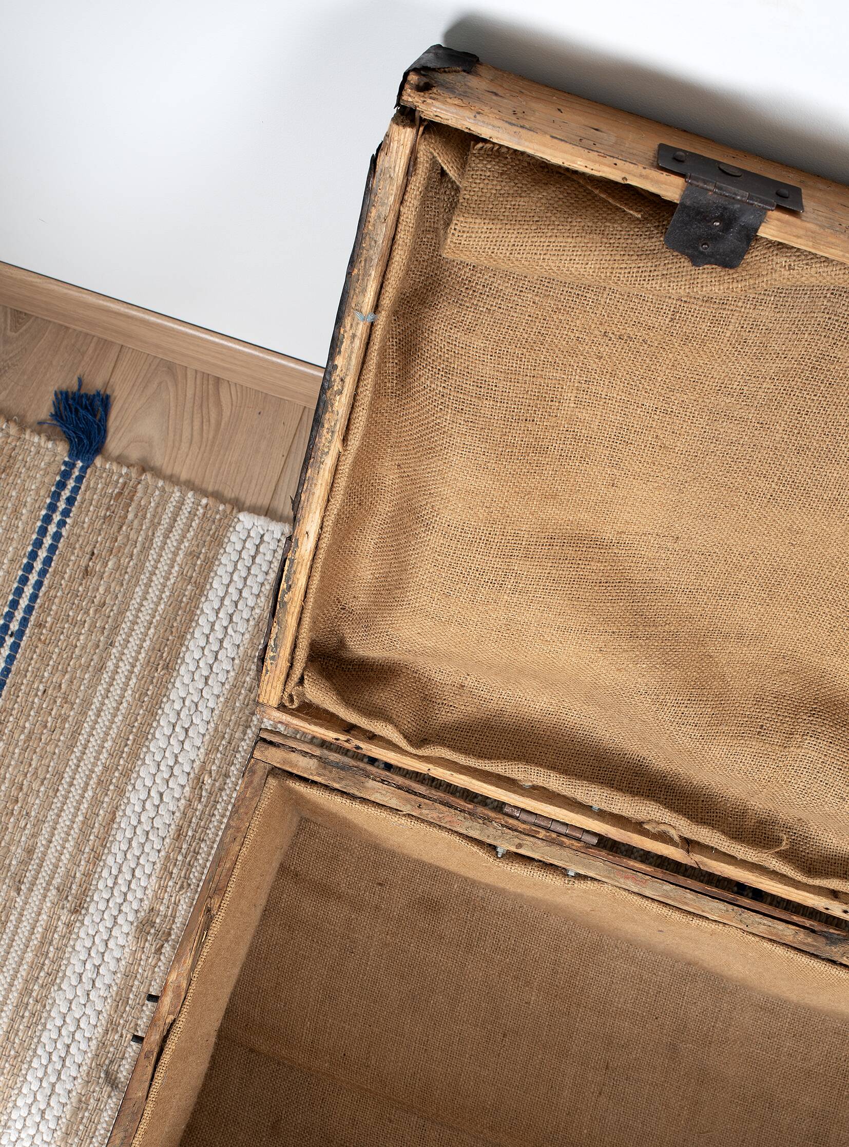 Large old trunk, wood and steel