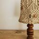 Lampe macramé vintage pied bois