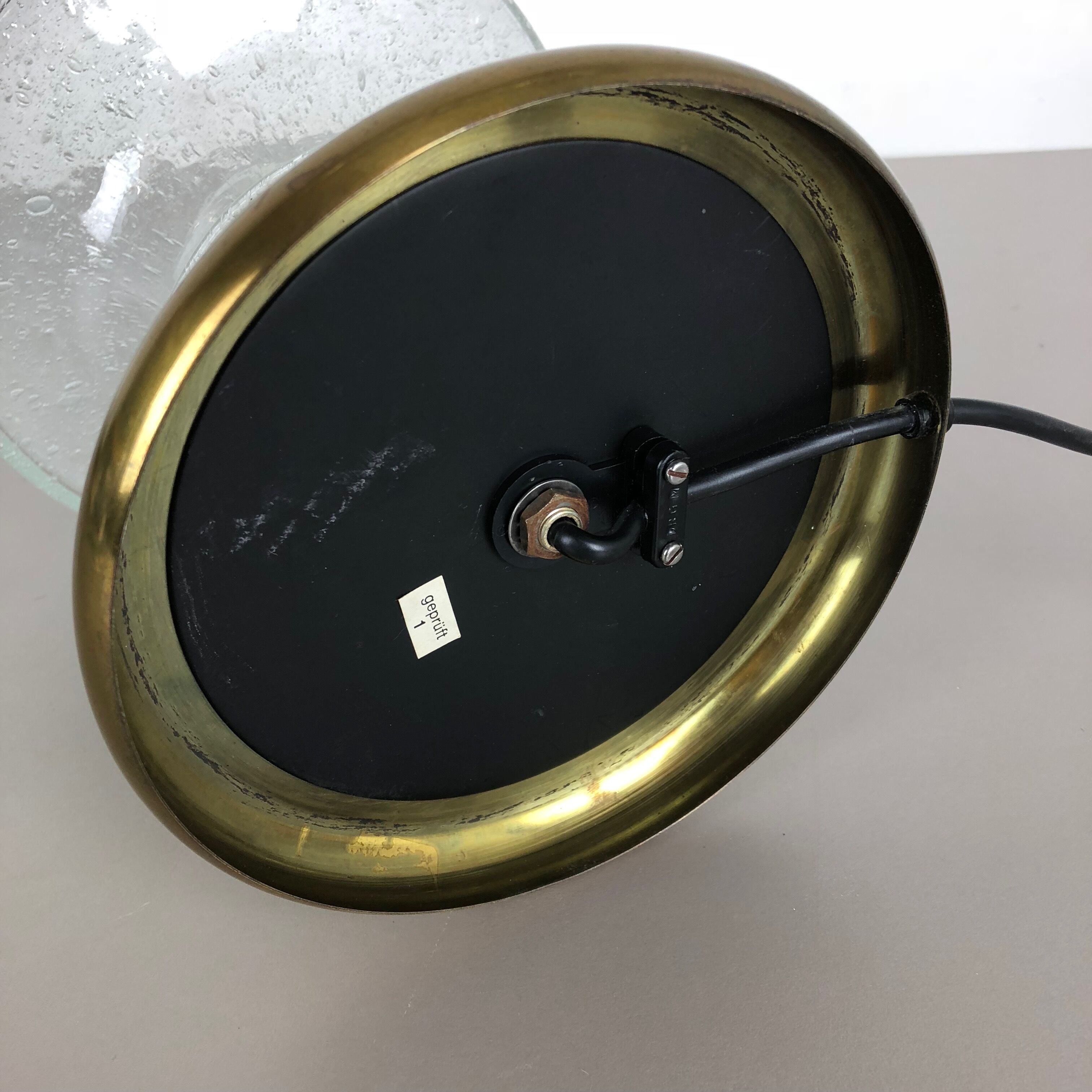 Modernist Glass and Brass Mushroom Table Light by Doria Lights, 1970s, Germany