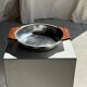 Shallow dish in stainless steel and wood H4 D20
