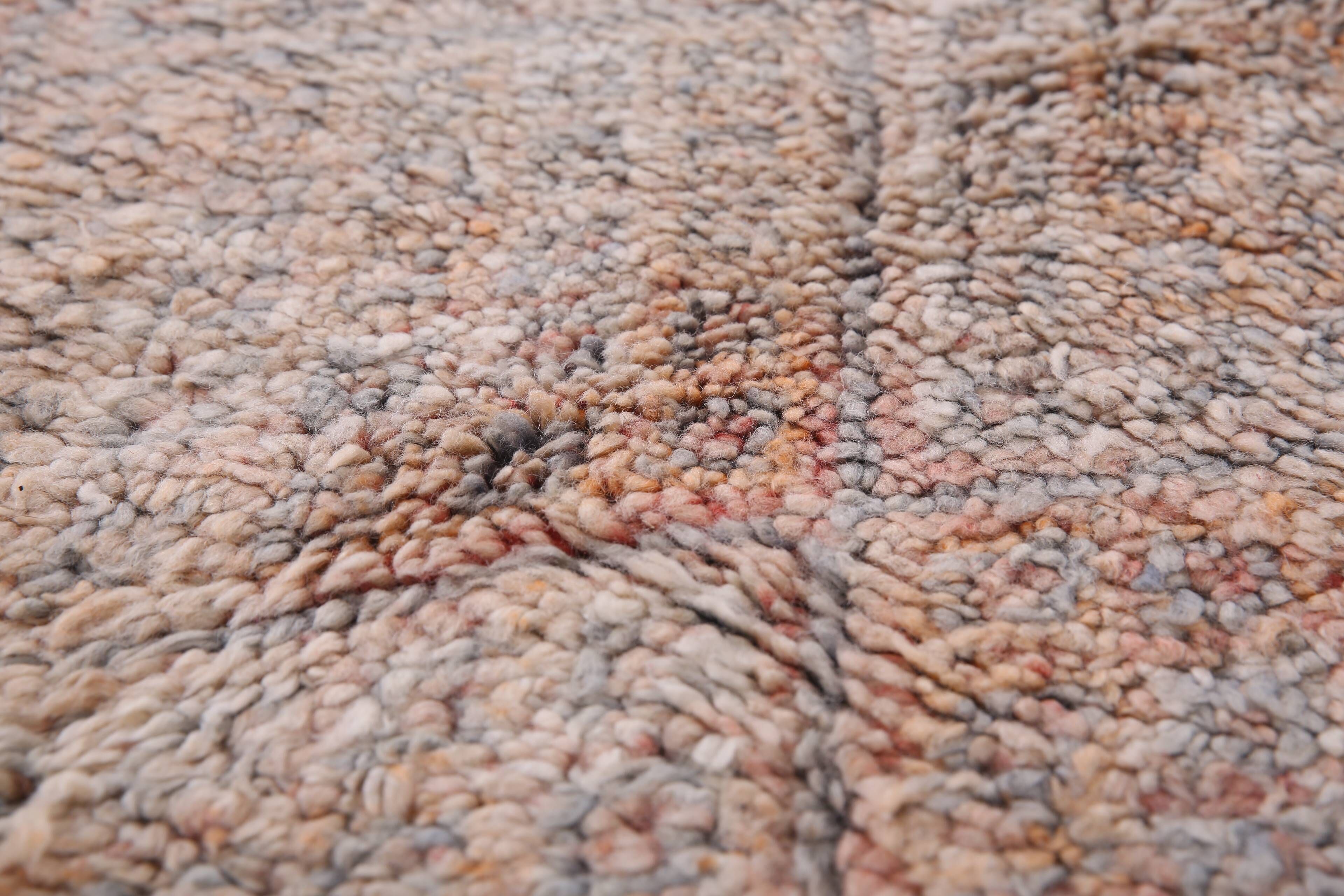 Tapis marocain vintage pâle 197 x 306 cm, tapis en laine berbère, tapis fait main boho