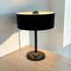 Lampe de table vintage noire avec pied en cuir