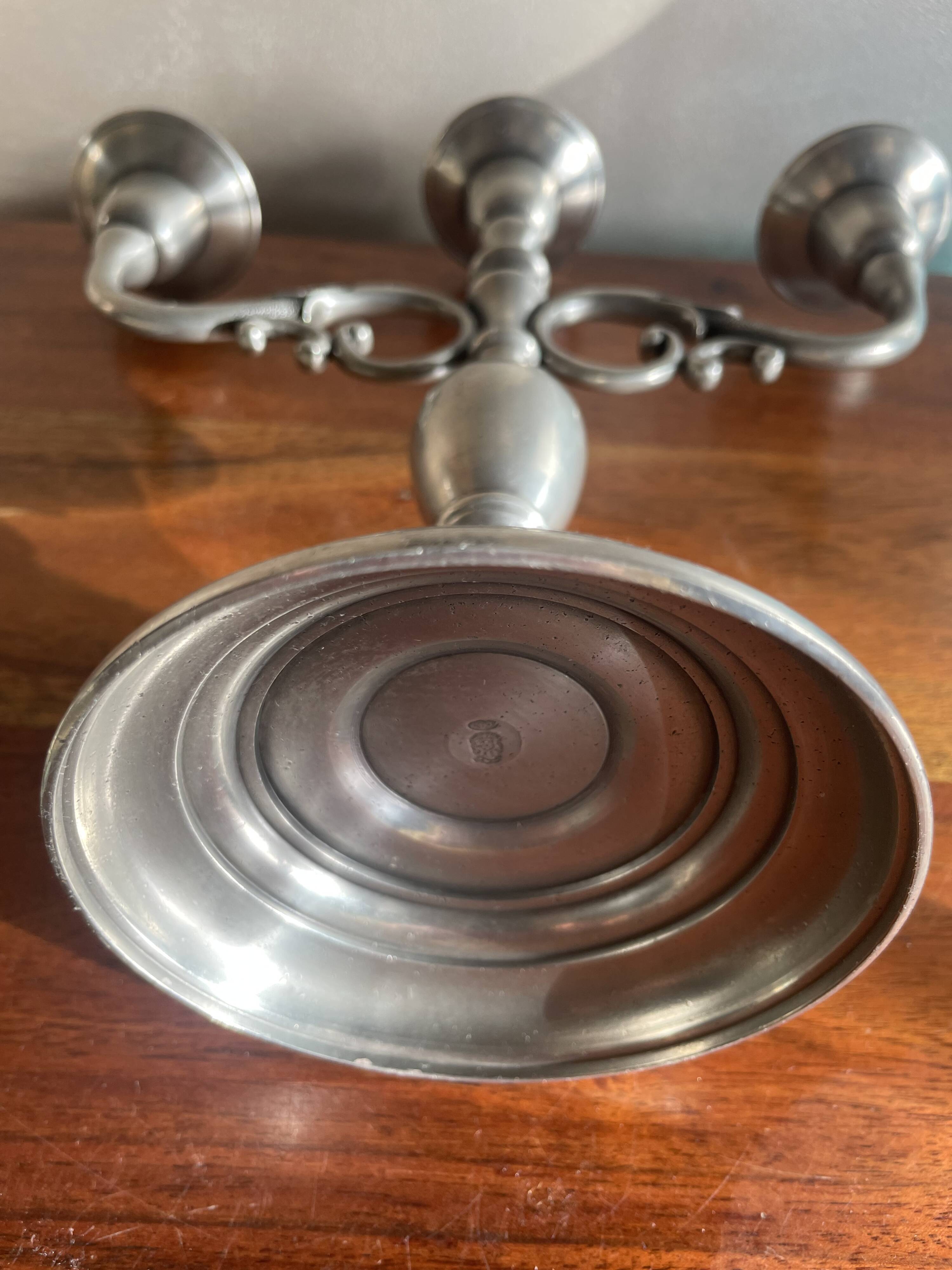 Pewter candle holder