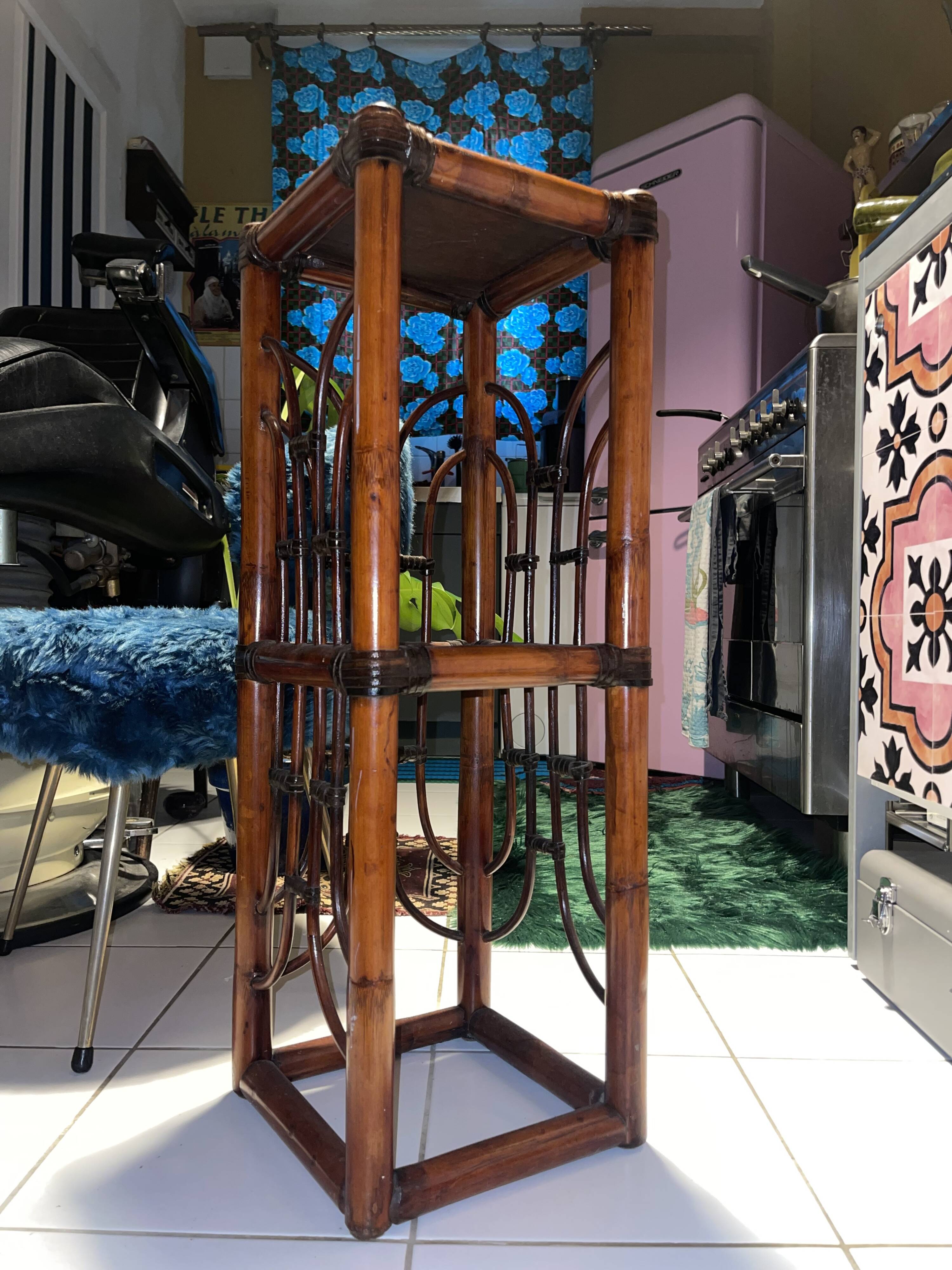 Polynesia handcrafted bamboo shelf/bookcase/side cabinet — vintage TBE