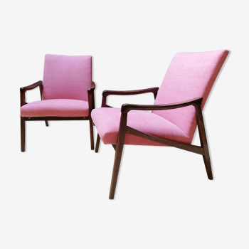 Pair of armchairs pink, czech