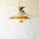 Danish beige metal pendant light, 1960