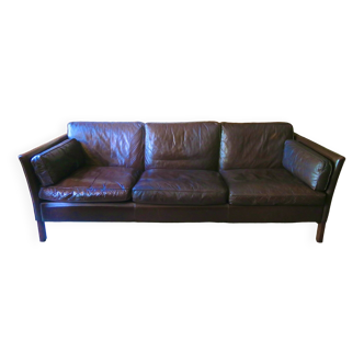Large brown leather 3-seater sofa by Georg Thams, Denmark, 1960s
