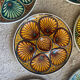 Set of 6 ceramic oyster plates