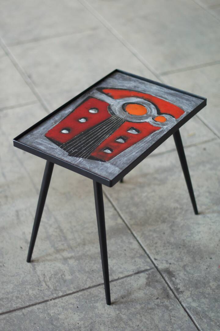 2 nesting varnished ceramic coffee tables - the brothers jean & robert cloutier 1950