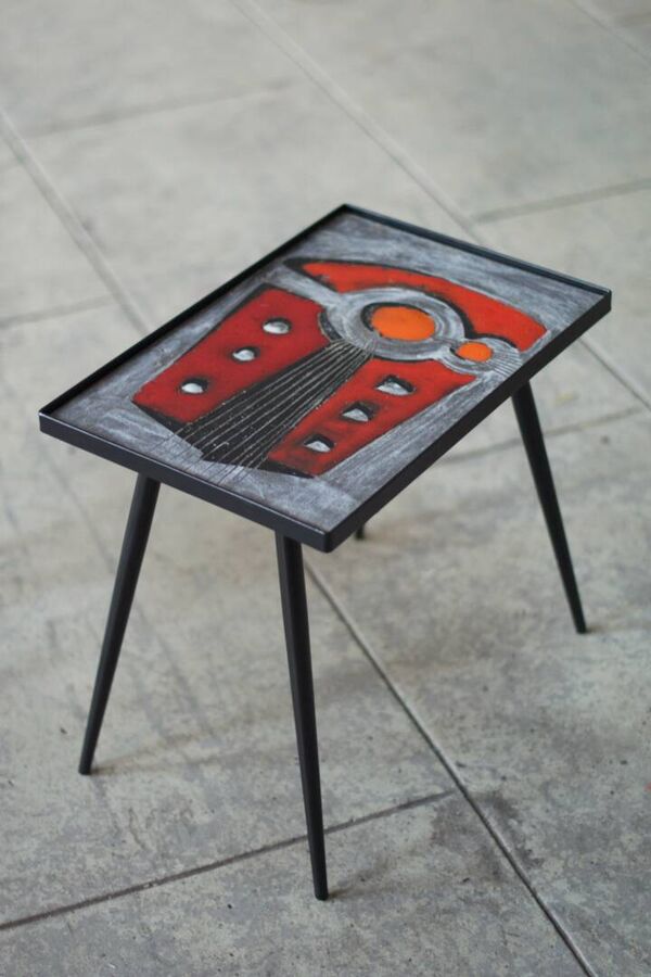 2 tables basse céramique vernis gigogne - les frères jean & robert cloutier 1950