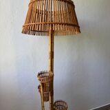 50s rattan plant stand floor lamp