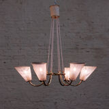 Chandelier 6 fires in perforated metal 50s