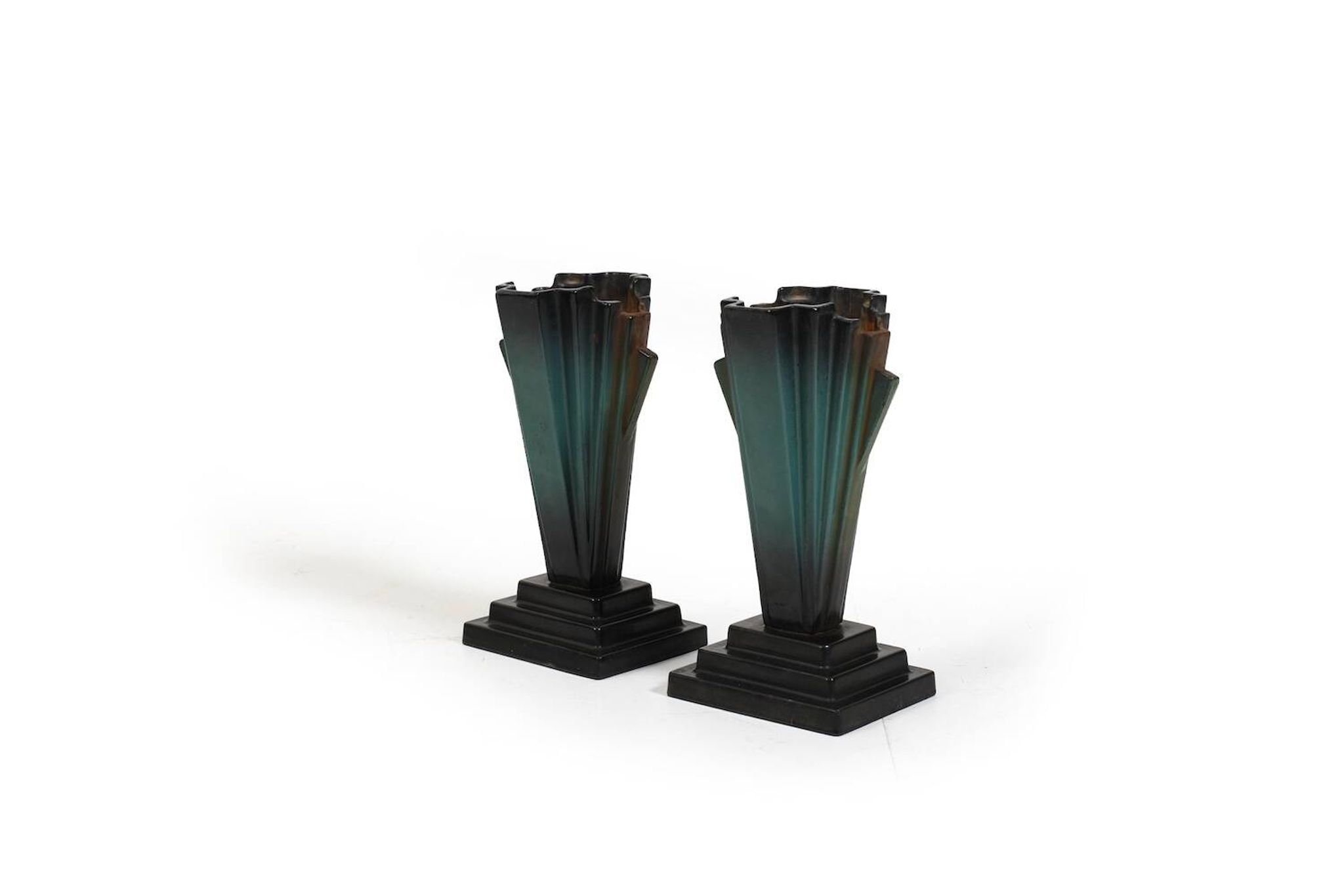 Vases mortuaires danois Art Déco en fer émaillé, années 1920