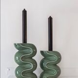 Duo of candle holders - ALMOND GREEN