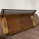 Large antique oak and brass wall coat rack – luggage rack style