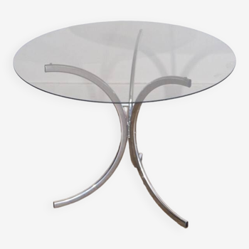 Glass and chrome dining table 1970