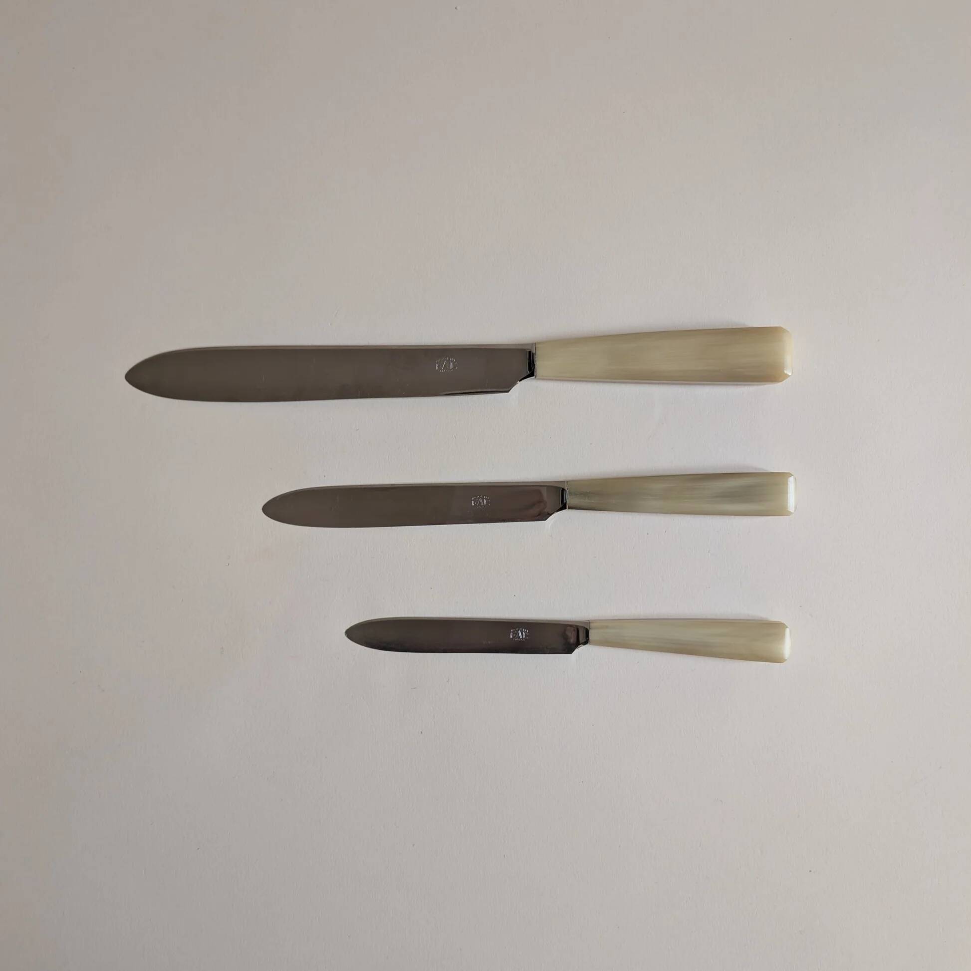 Set of 25 horn and stainless steel knives