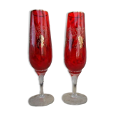 2 flutes champagne artisanat Murano décor pampres