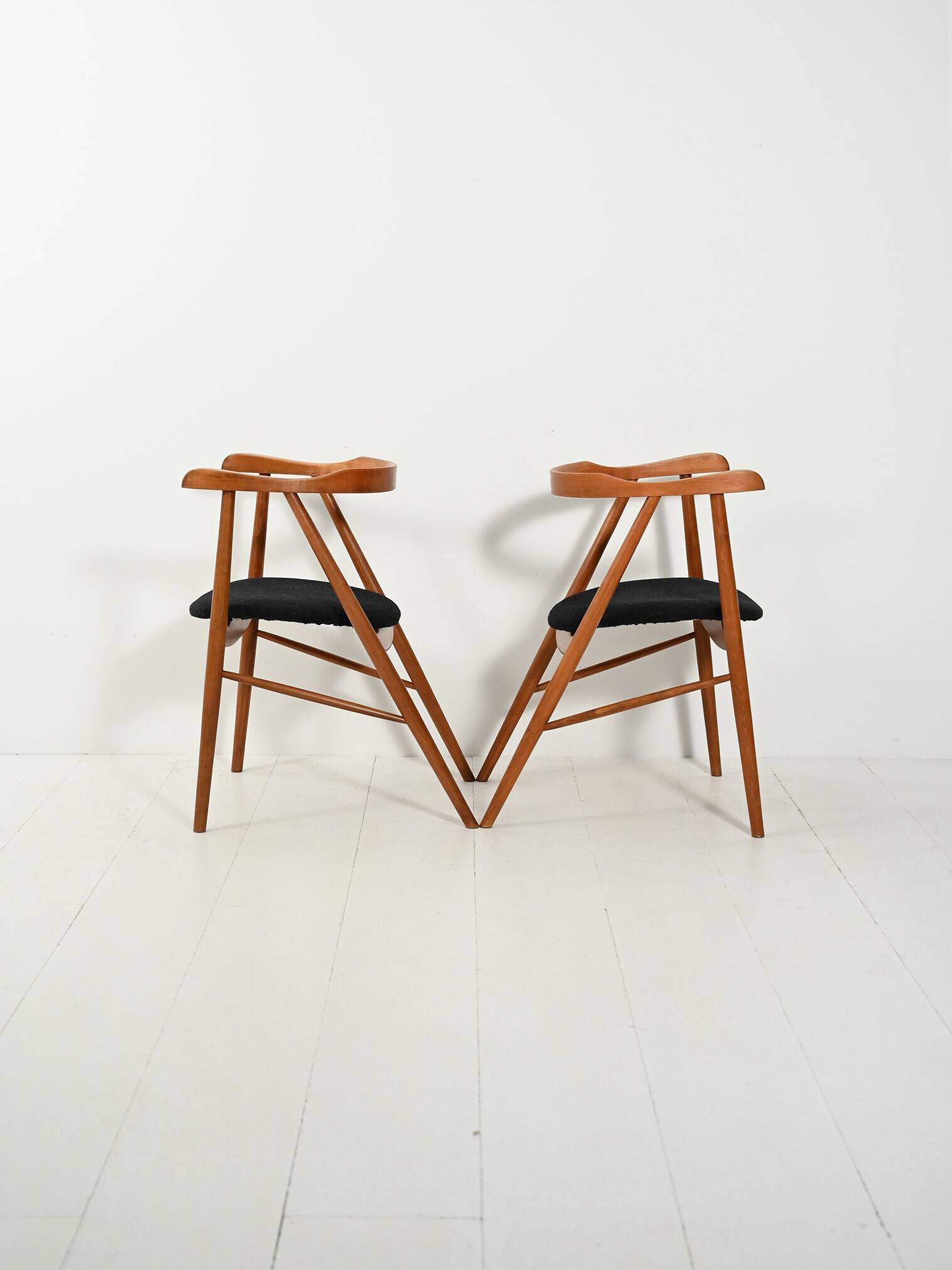 Pair of walnut dining chairs