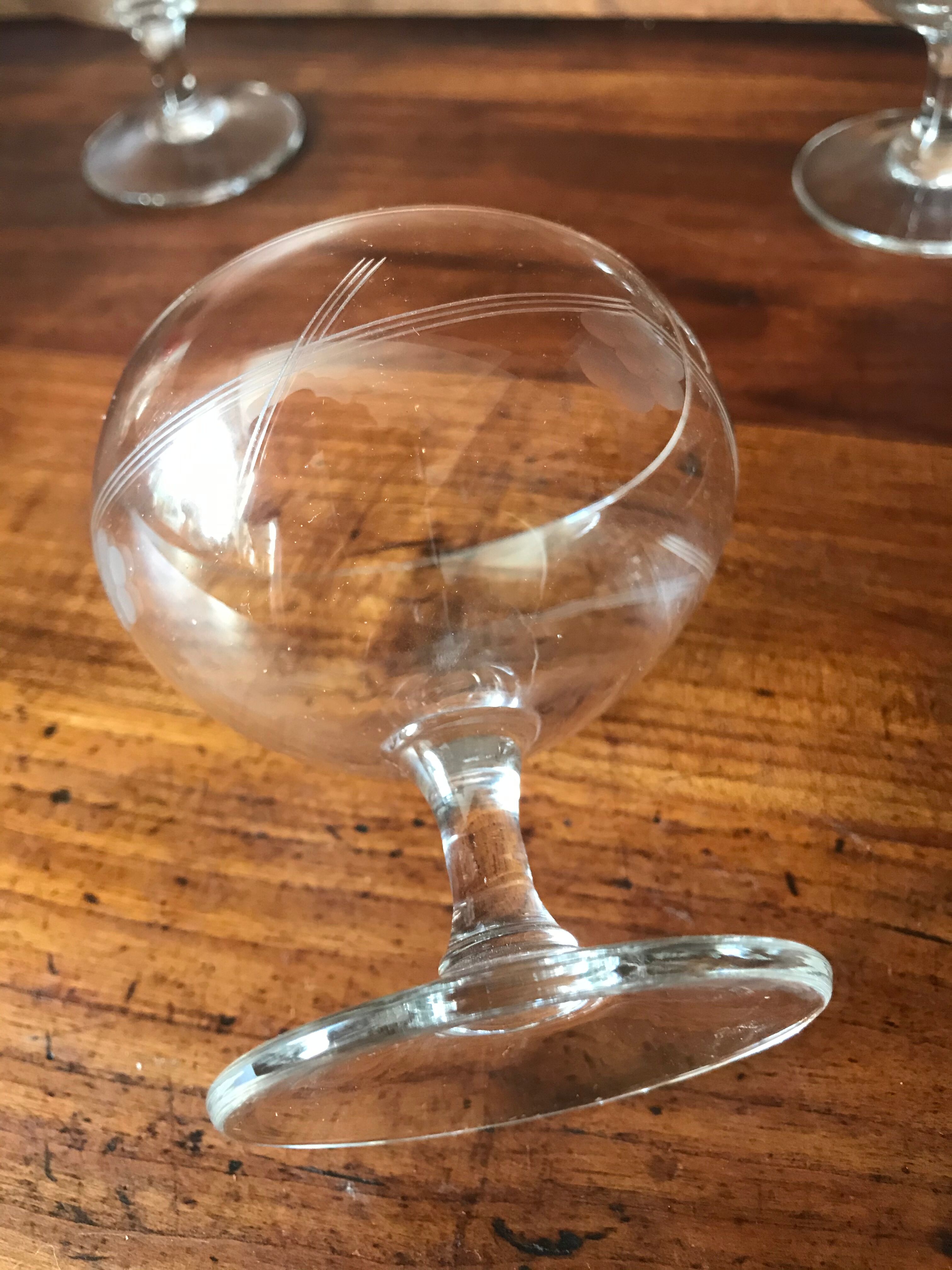 Set of five crystal champagne glasses