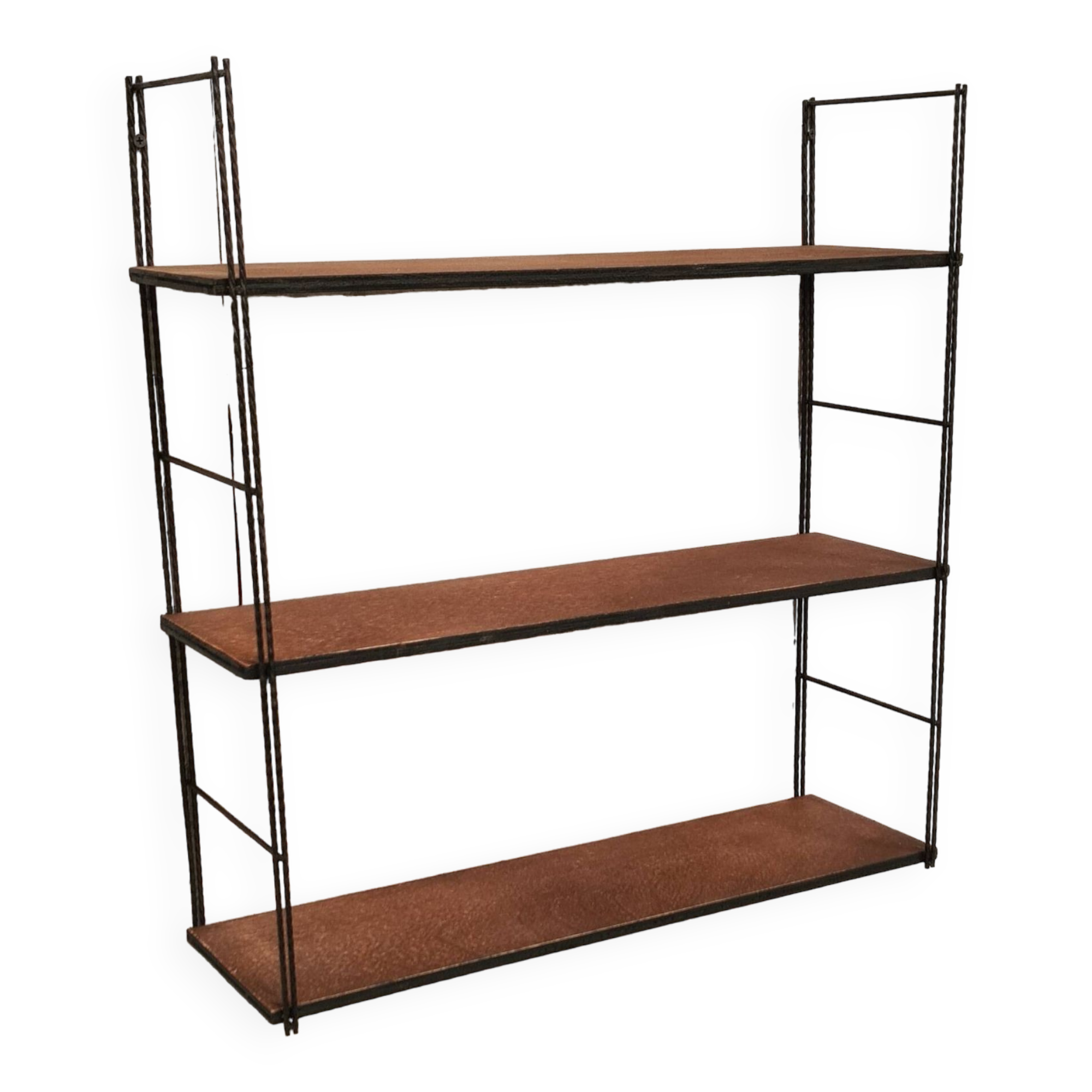 vintage 1960 shelf, string, wood and metal 60x58x17