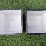 Pair of Troika Cornwall English ceramic cube vases by Linda Hazel and Avril Bennet, 1970