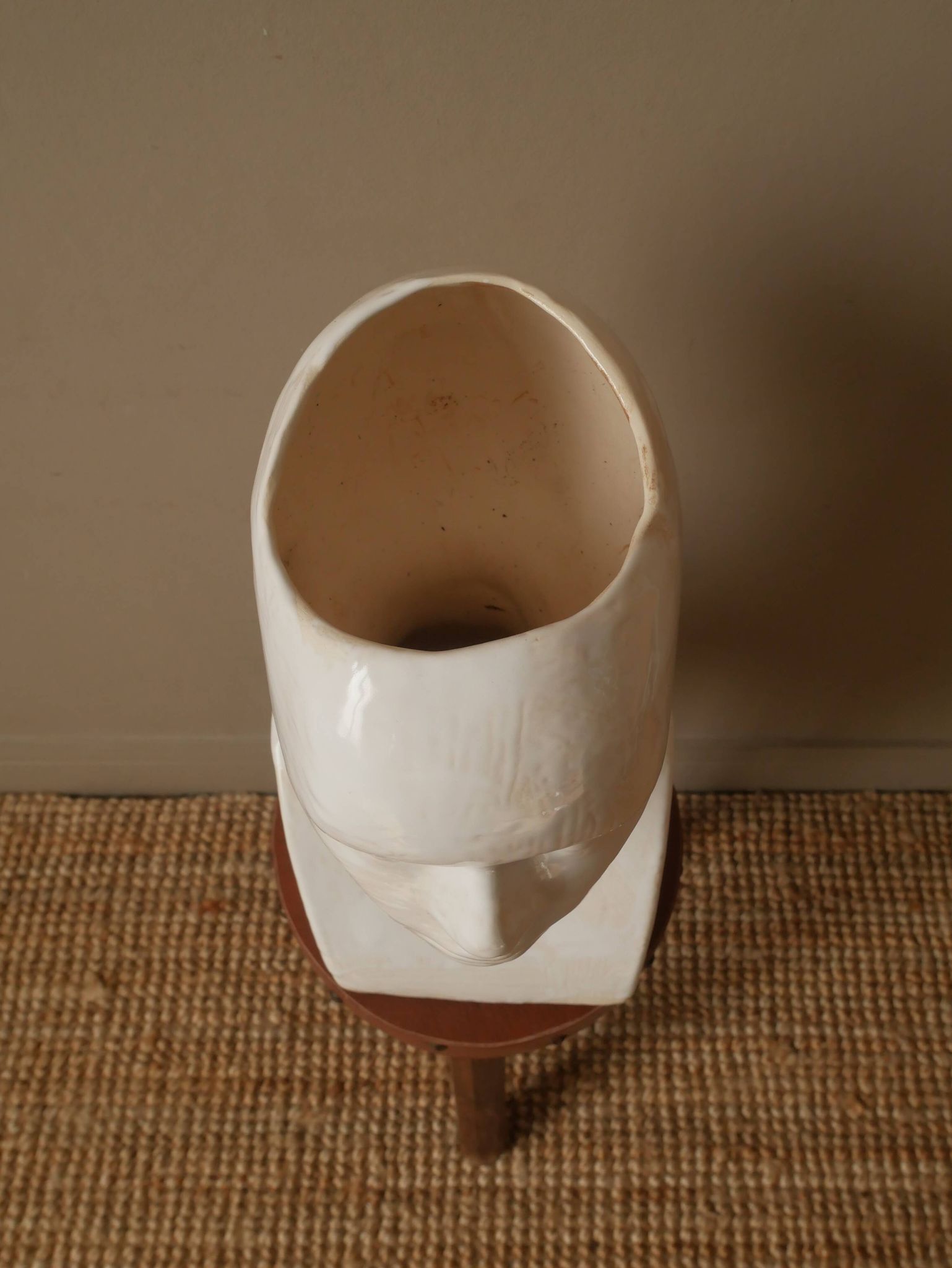 Vintage design vase 70s enamelled ceramic bust sculpture head face