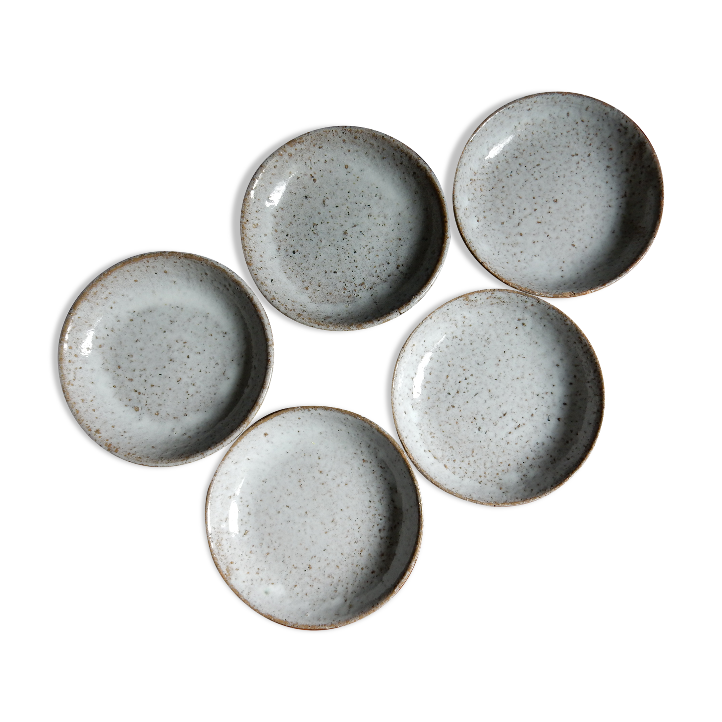 5 dessert plates in grey sandstone
