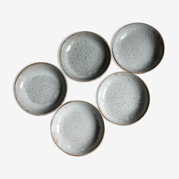 5 dessert plates in grey sandstone