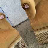 Pair of golden velvet toad armchairs 1970