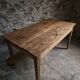 Table à manger rustique de ferme française, deux tiroirs, années 1920–1940