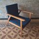 Danish teak lounge chair with sea blue-green fabric, 1960s