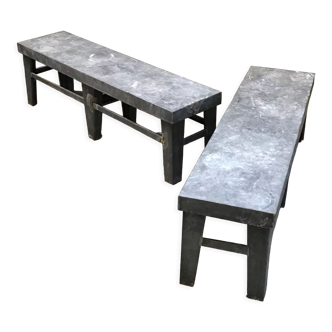 Pair of zinc benches