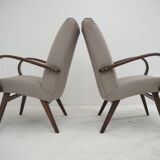 1960s pair of Ton/Thonet beech armchairs, czechoslovakia
