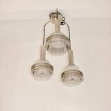 Modern pendant lamp, 1970s, metal and glass, 3xE27