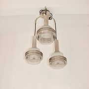 Modern pendant lamp, 1970s, metal and glass, 3xE27