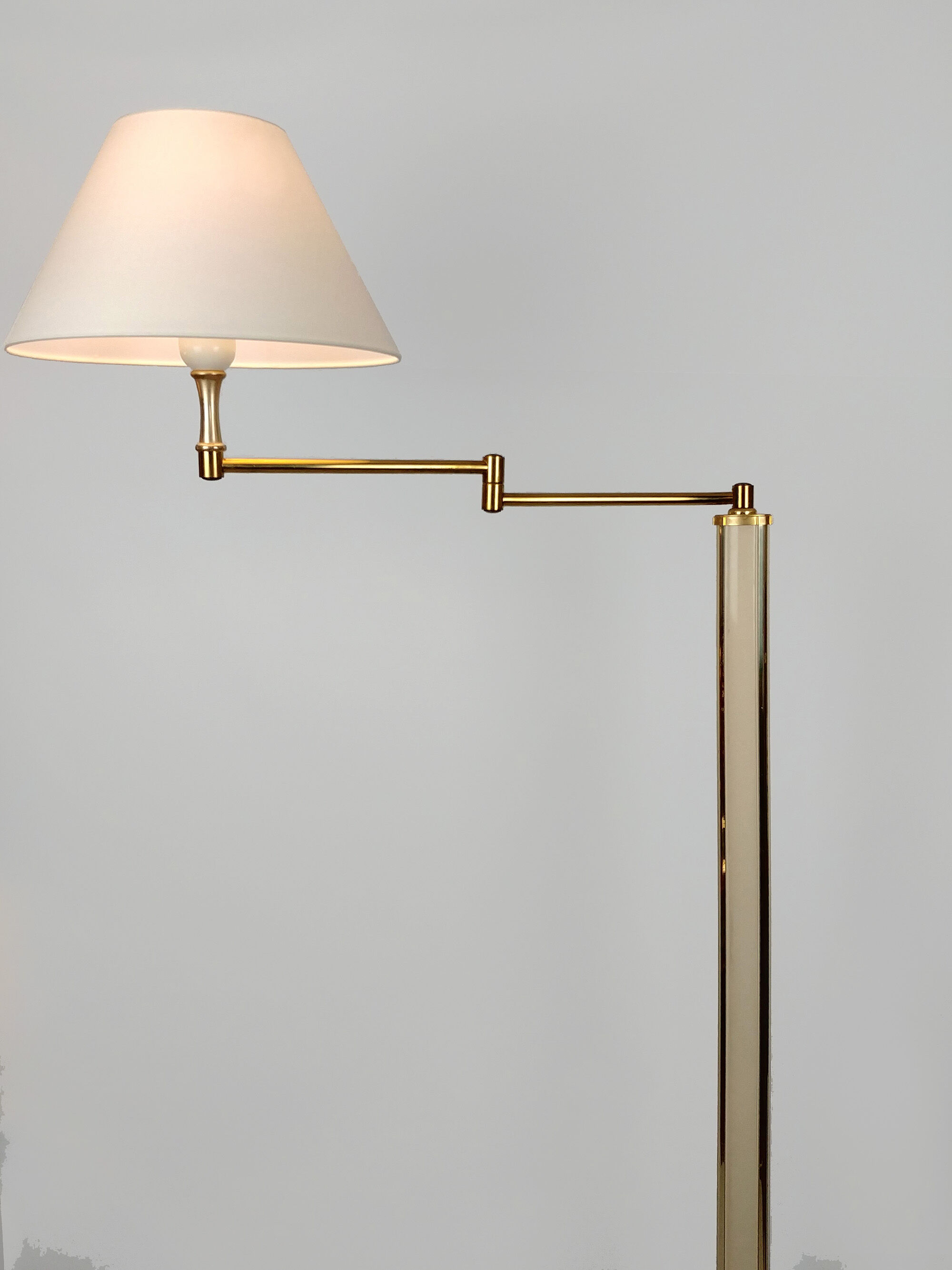 Pair of flexible lacquer and brass lamps, 1970 s