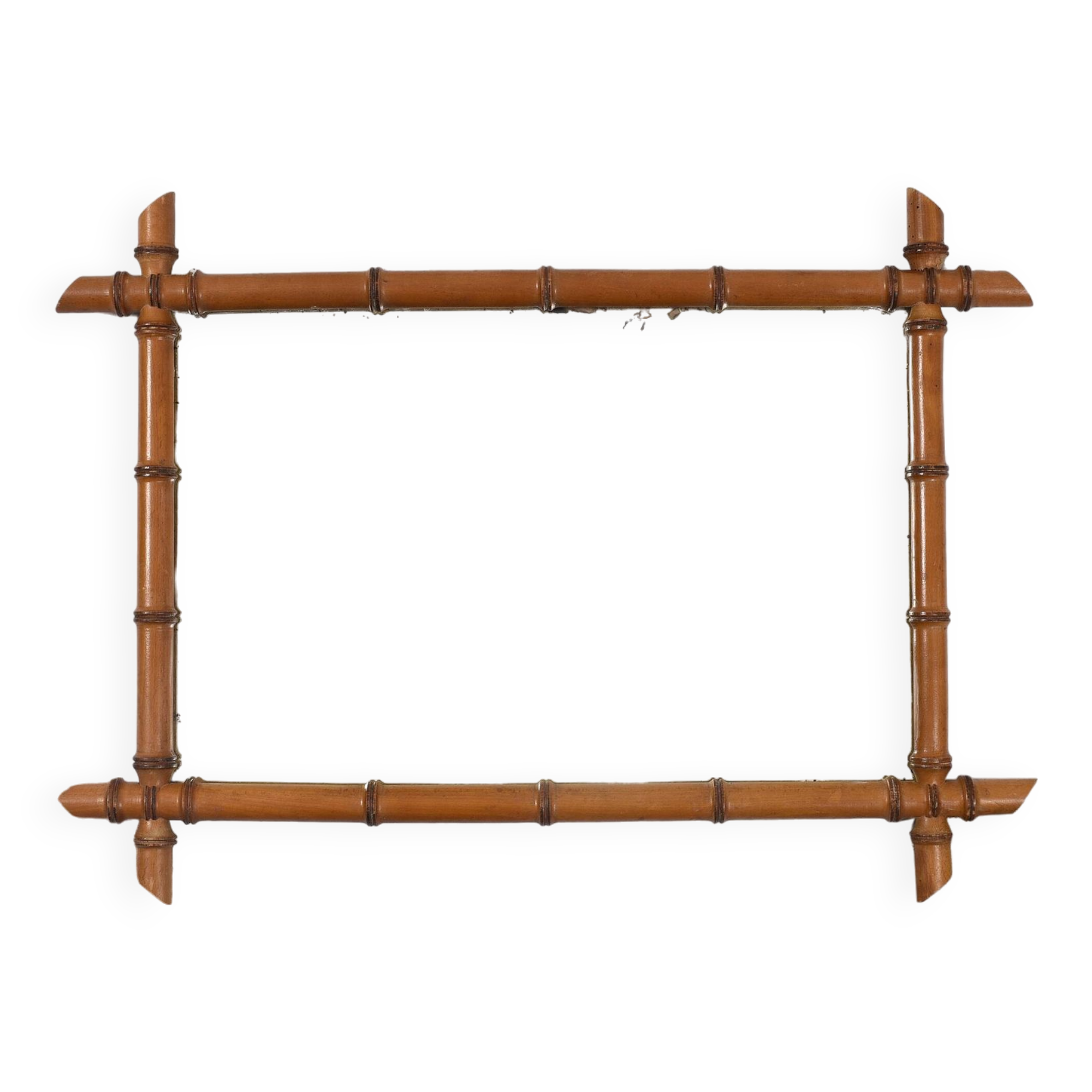 Old turned wooden mirror imitation bamboo