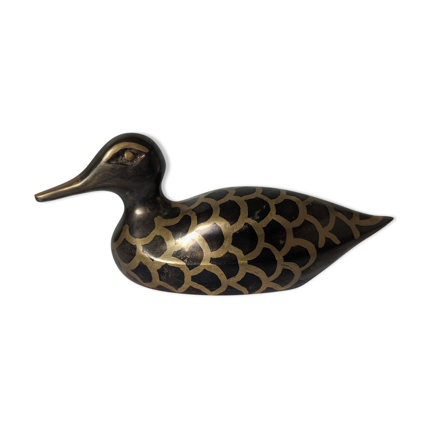 golden and brown brass duck - H: 6cm