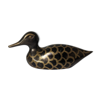 golden and brown brass duck - H: 6cm