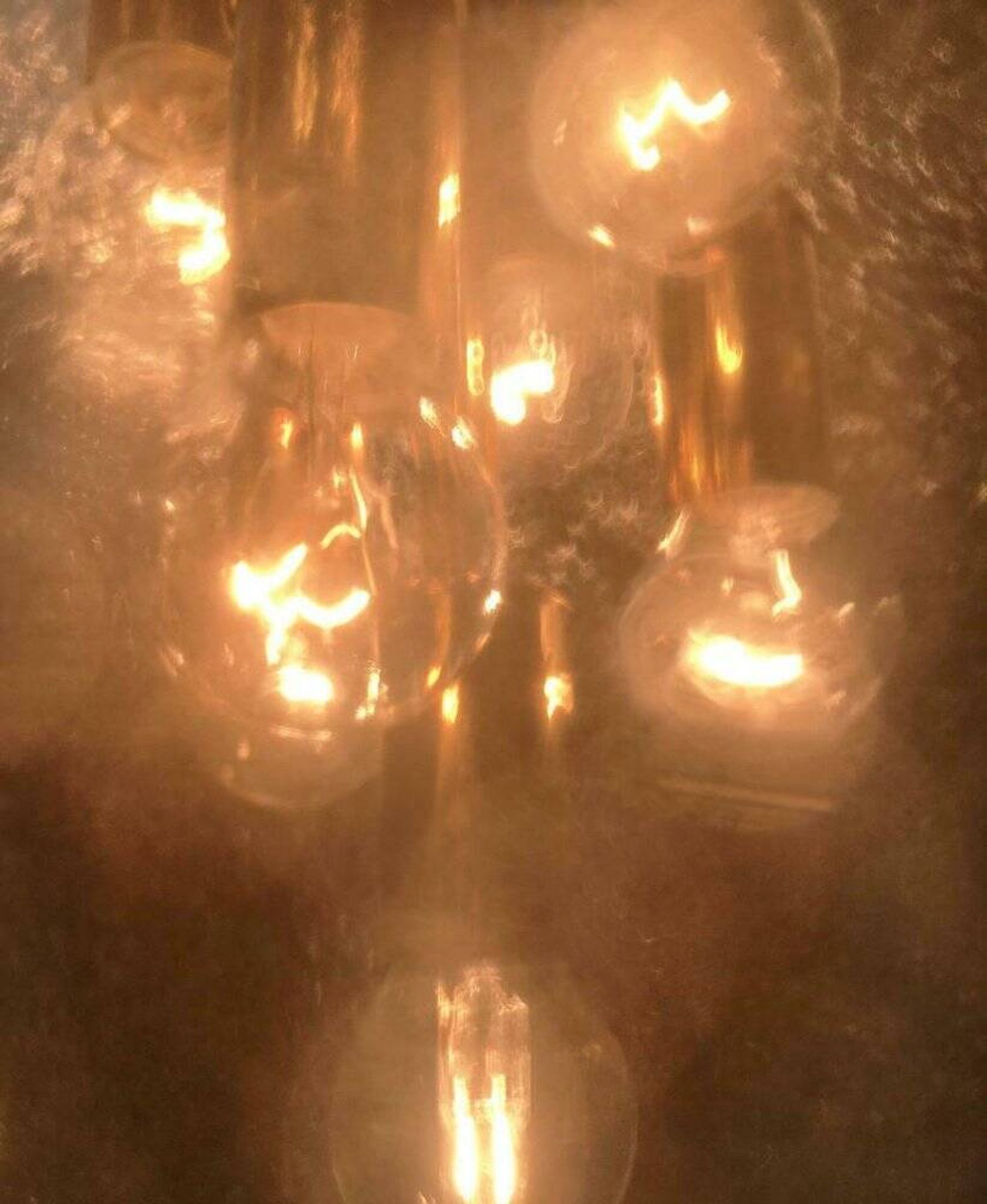 Large glass and brass planet ball pendant lamp from the mid-century German space age, 1960s.