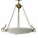 Suspension in brass and satin opal glass, 3 lights, classic style