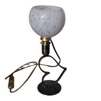 White glass lamp from Clichy