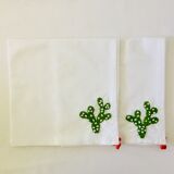 2 serviettes de table brodées main en coton Cactus 🌵