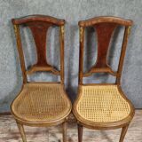 Paire de chaises anciennes en acajou avec cannage – Style Louis XVI