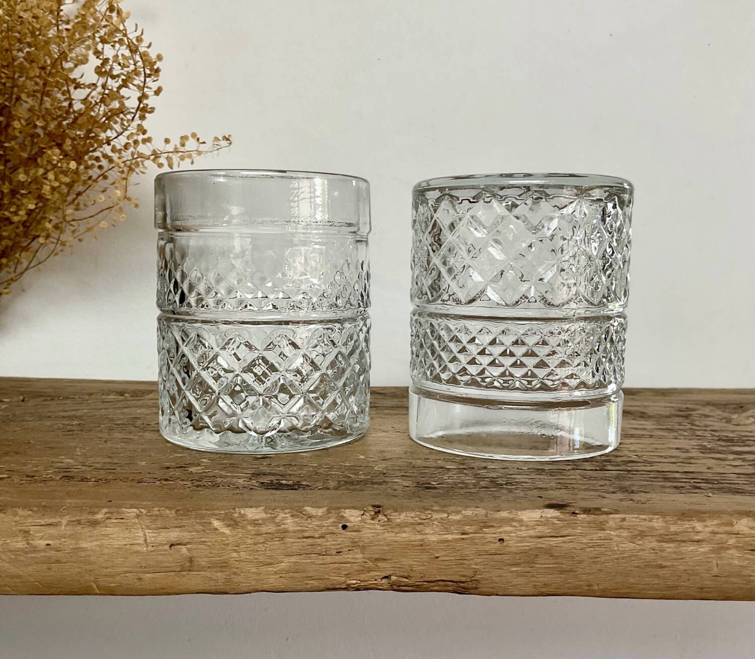 4 vintage whiskey glasses