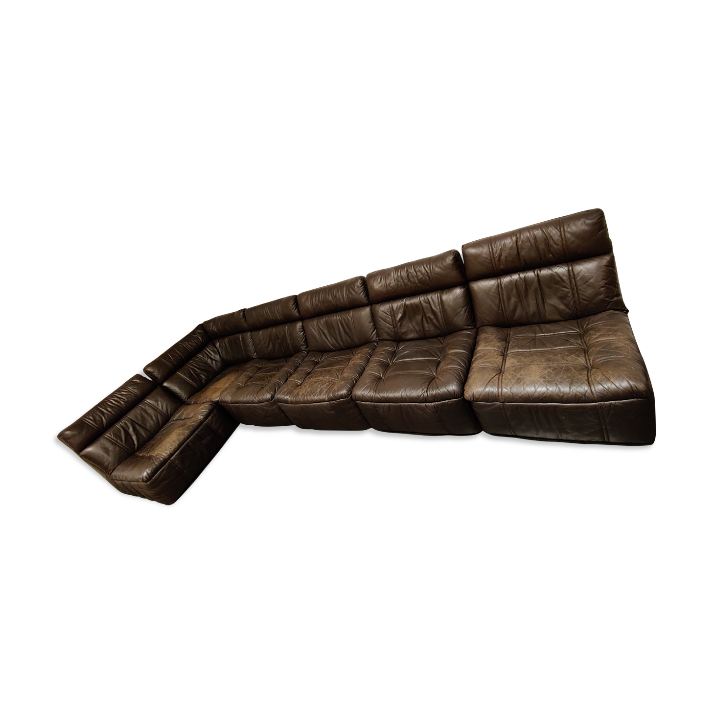 Vintage modular leather sofa by Rolf Benz 1970s